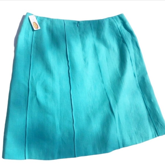 Talbots Aqua Blue Seamed Linen Skirt Size 18 - Picture 5 of 16